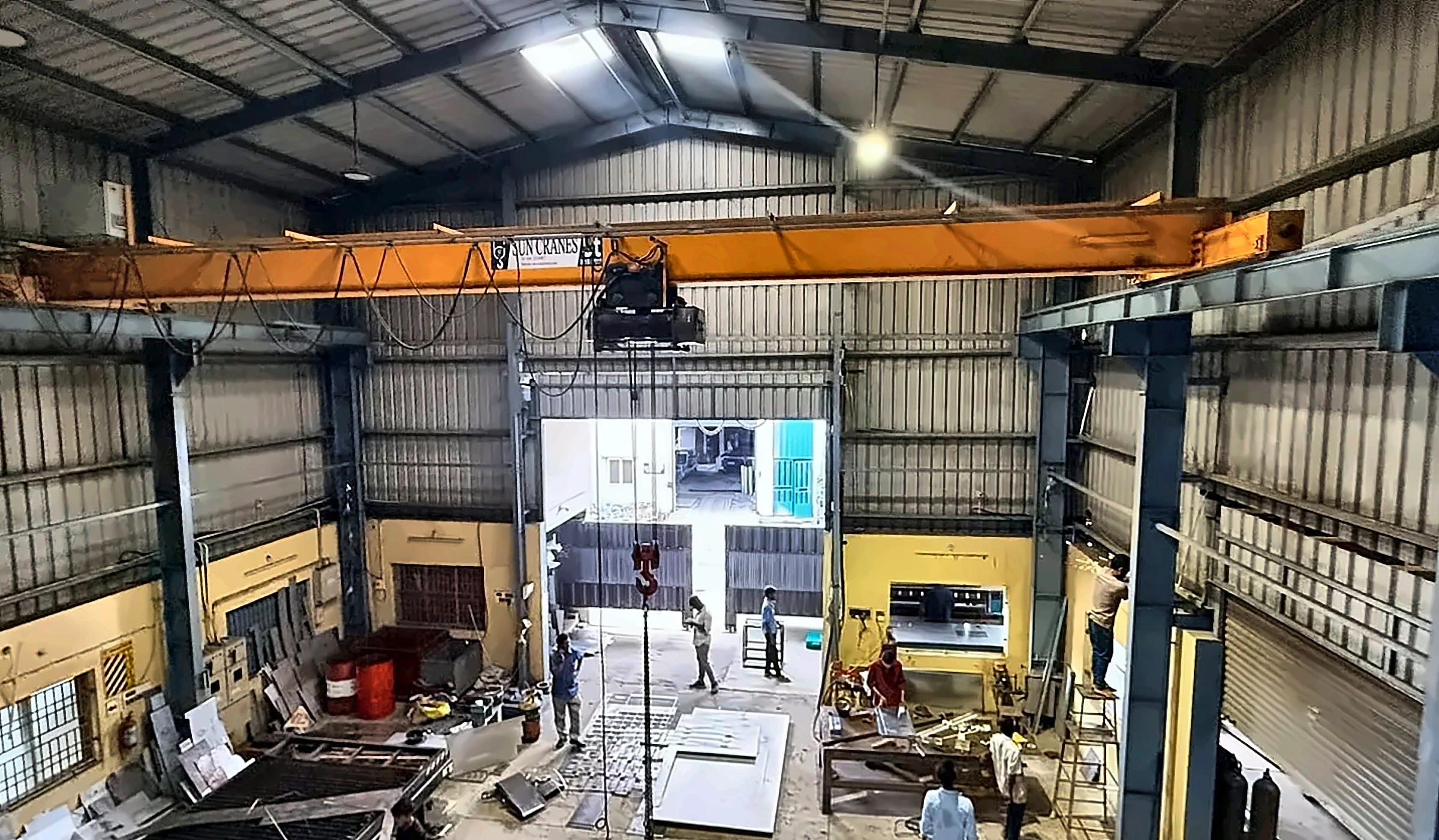 The Rajeswari Engineering Works workshop with the overhead EOT crane
