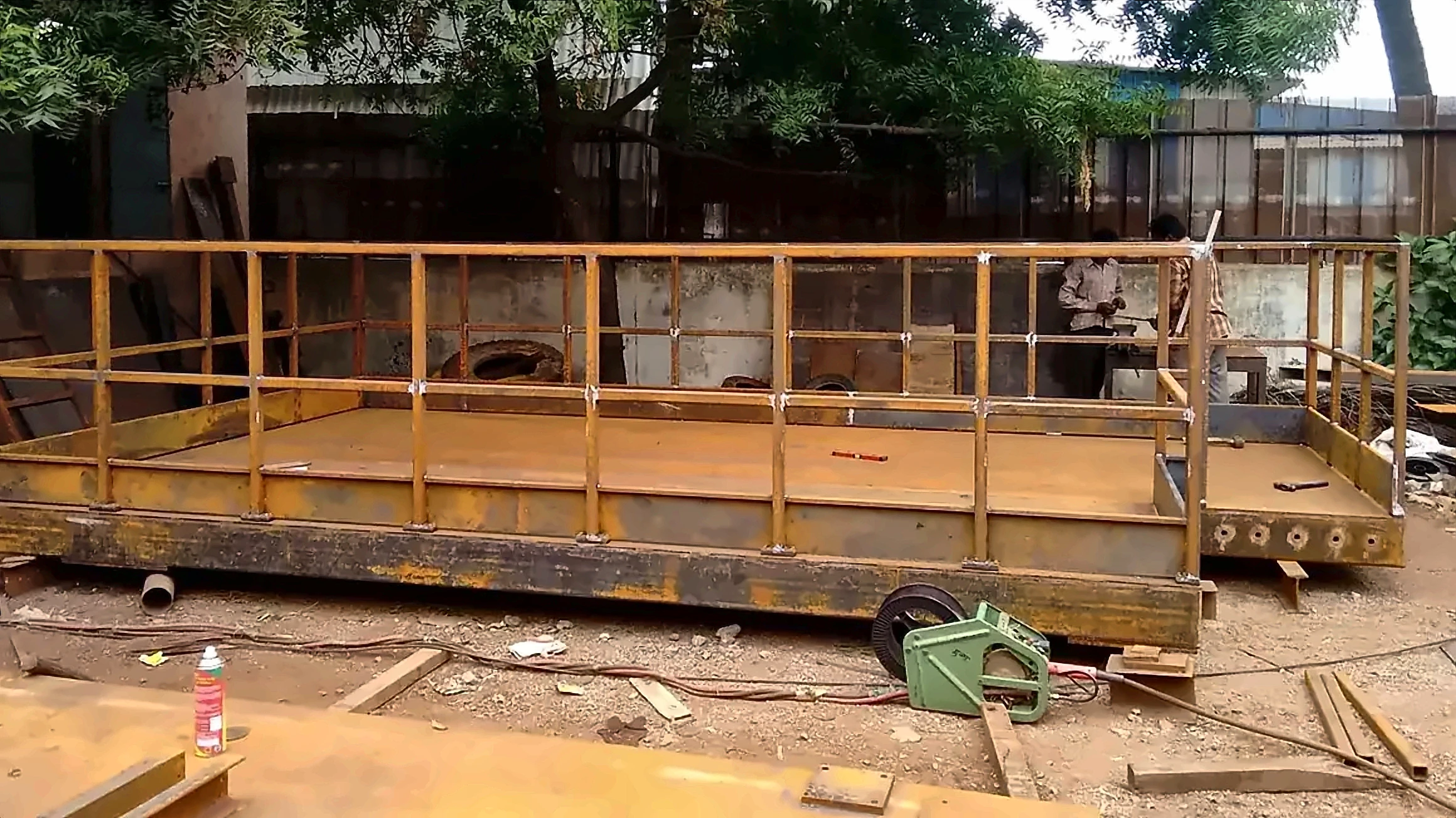 Welded steel frame fabricated in the workshop